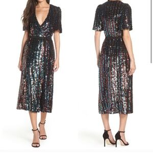 Monique Lhuillier sequins wrap dress